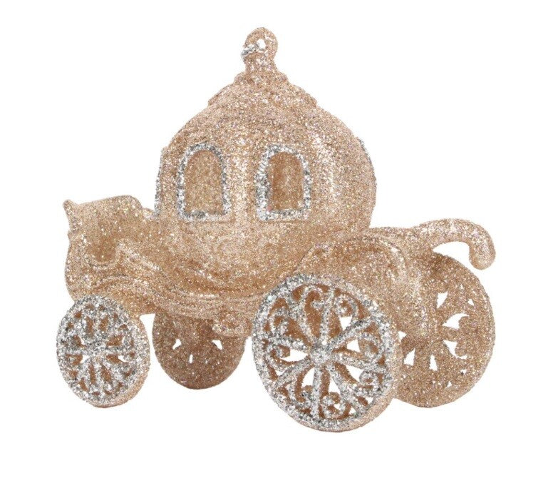 Handcrafted Tree Ornaments Baubles Premium Traditional Christmas Tree Decoration - 1 Gold Glitter Coach