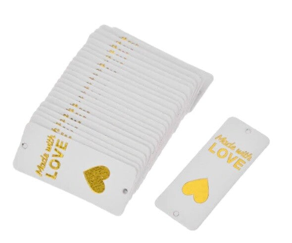 Faux Leather Labels Made with Love Sew On Garment Clothing Label Tags 5x2cm - White Design 2