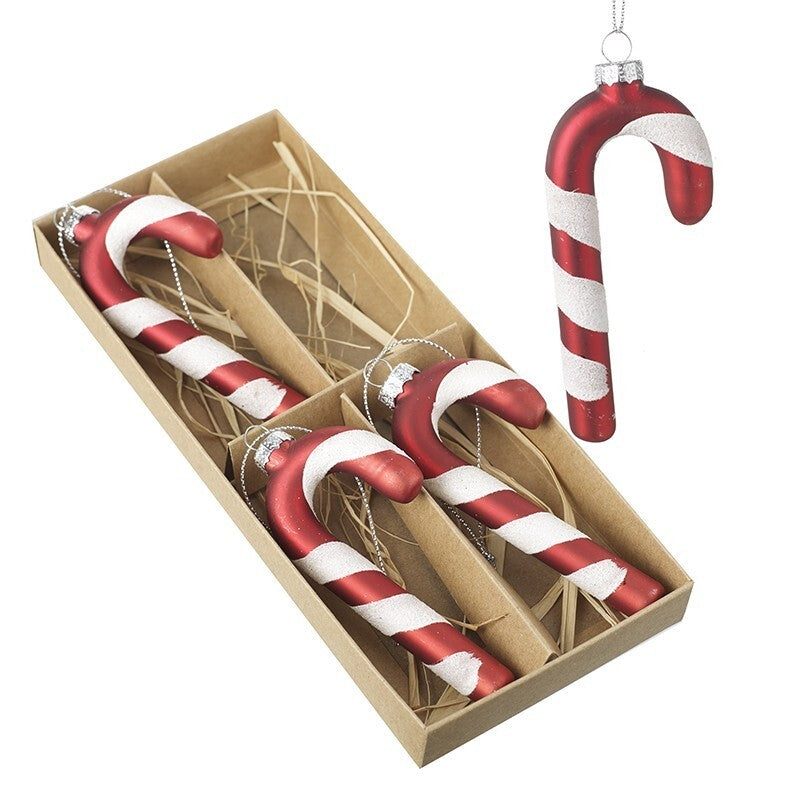 Glass Handcrafted Baubles Premium Traditional Christmas Tree Decoration - 4 Pack Glass Candy Canes
