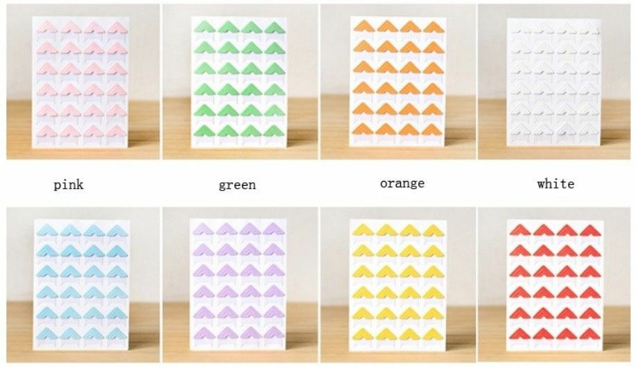 24 Piece Coloured Self Adhesive Photo Album Frame Corner Protector Stickers - Orange