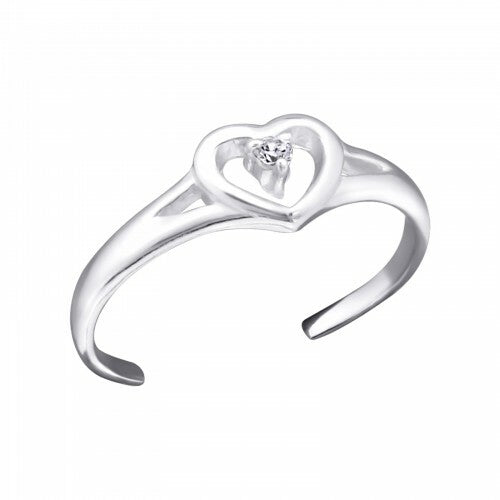 925 Sterling Silver Adjustable Midi Ring Finger Stackable Toe Ring Jewellery #2 - Heart 2