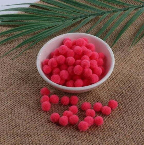 Craft Pom Poms Size 8mm Many Colour Options & Pack Sizes Pom Pom Art & Craft - Coral Pink