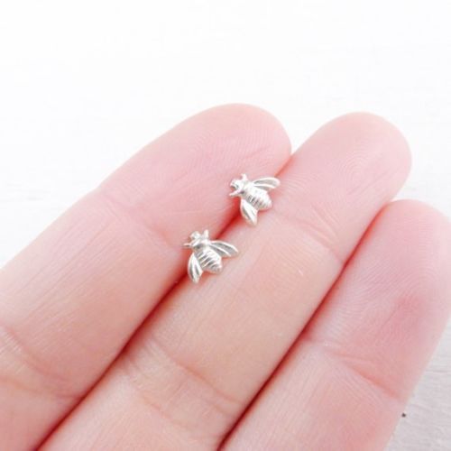 Cute Tiny Honey Bee Bumblebee Nature Earrings Studs in a Mini Gift Box