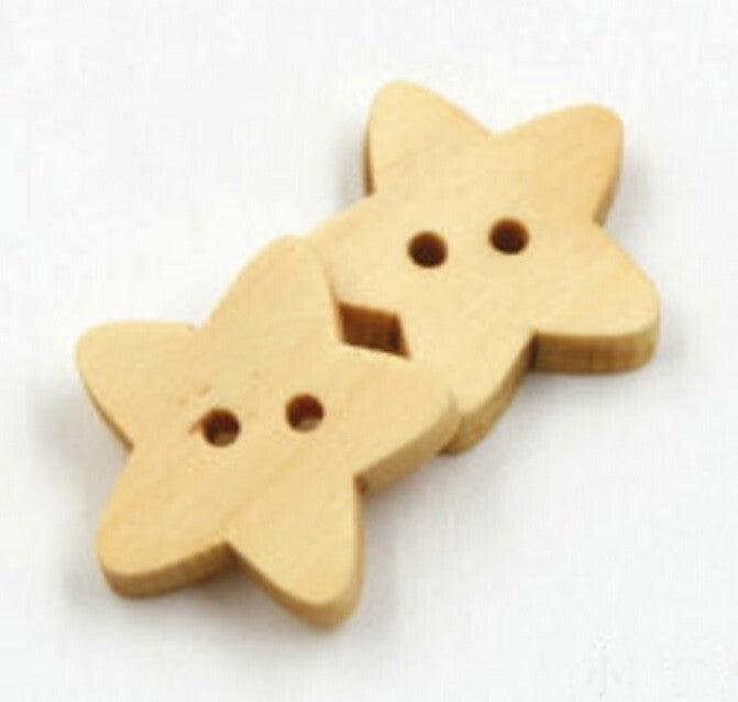 Natural Star Shaped Wooden Buttons Sewing Wood Stars Craft 2 Hole 13mm