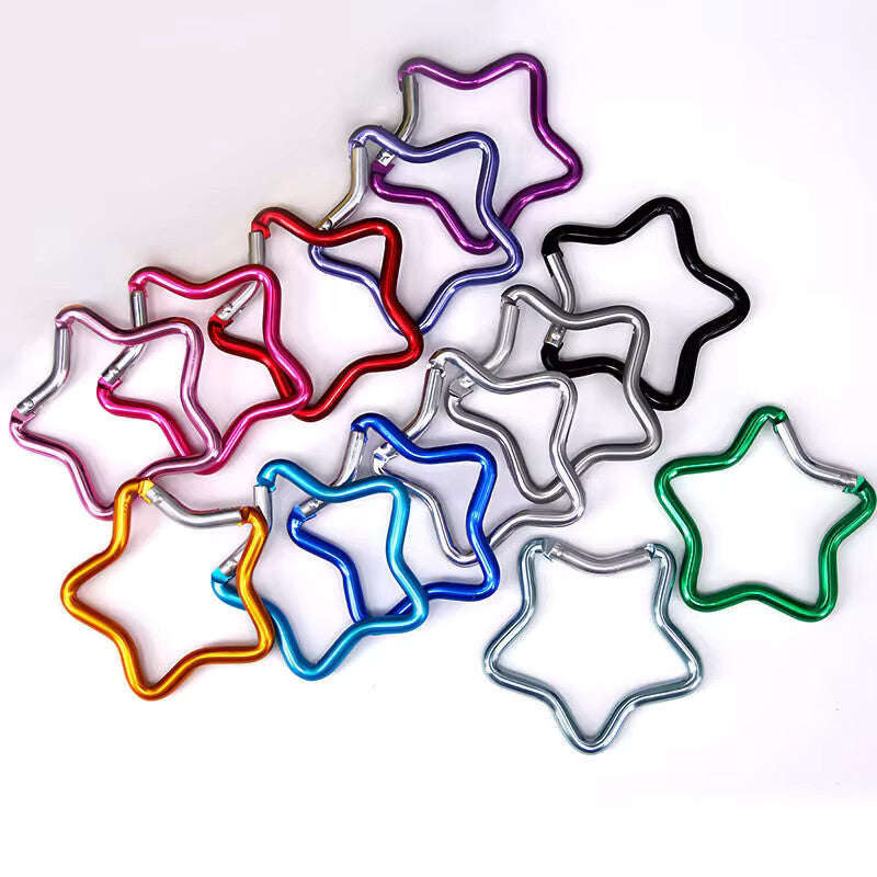 Star Shaped Carabiner Spring Clip Clasp Snap Hook Keyring Craft Toy - 10 Colours