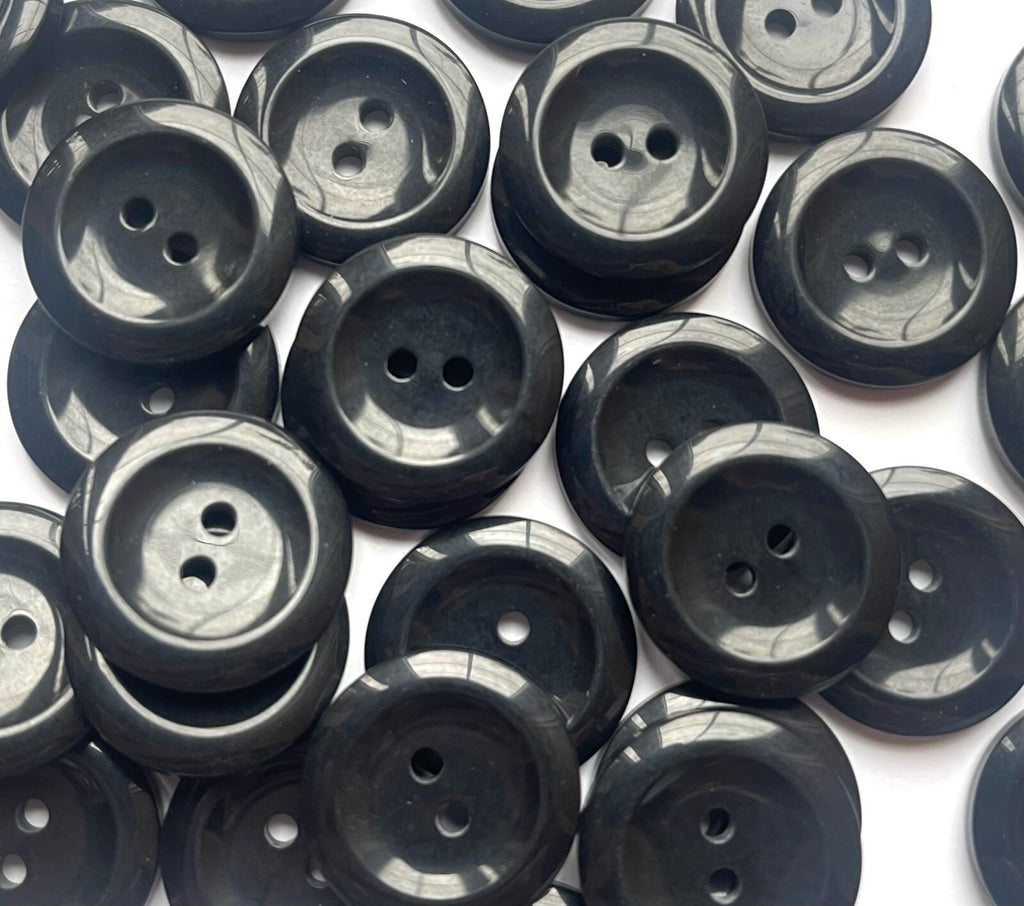 Pearlised Easy Match Dish Buttons Pearl Effect - Sizes: 11.5mm/15mm/18mm/20mm - Black