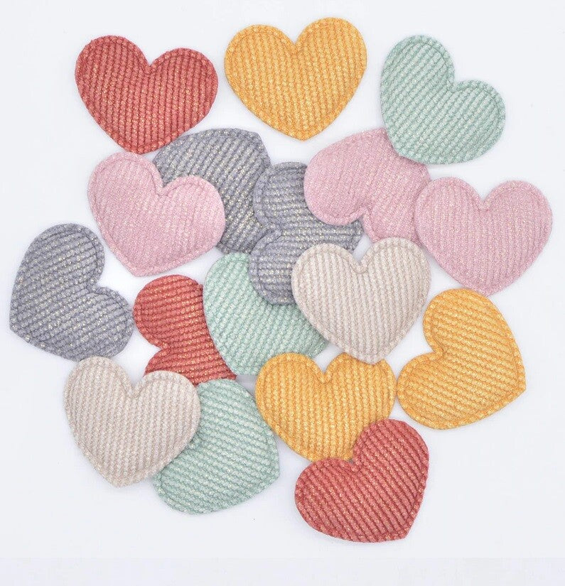 Heart Padded Glitter Patch Applique Customise Sew on Patches Customise Clothing