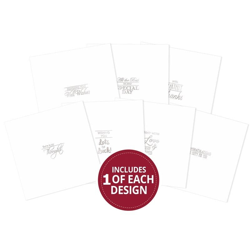 Hunkydory Trim Me! Foiled Inserts Birthday Everyday Christmas - Pack of 7 Sheets - Everyday Silver