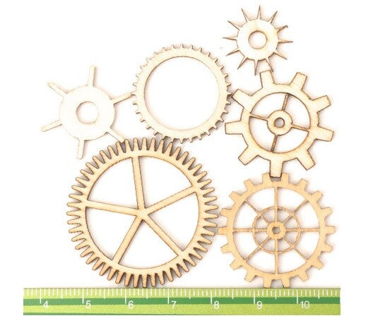 Wooden Gears Shape Craft Cogs Wood Slice Embellishments Scrapbook Steampunk