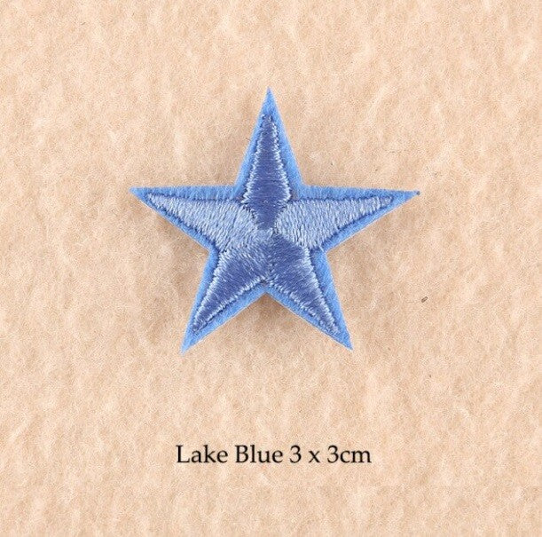 10 x Star Iron On Patch Sew On Star 3cmx3cm Applique Patches - 33 Colours - Lake Blue