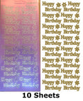10 Sheets - Candy Pink Happy Birthday Mirror Shine Peel Off Sticker Stickers