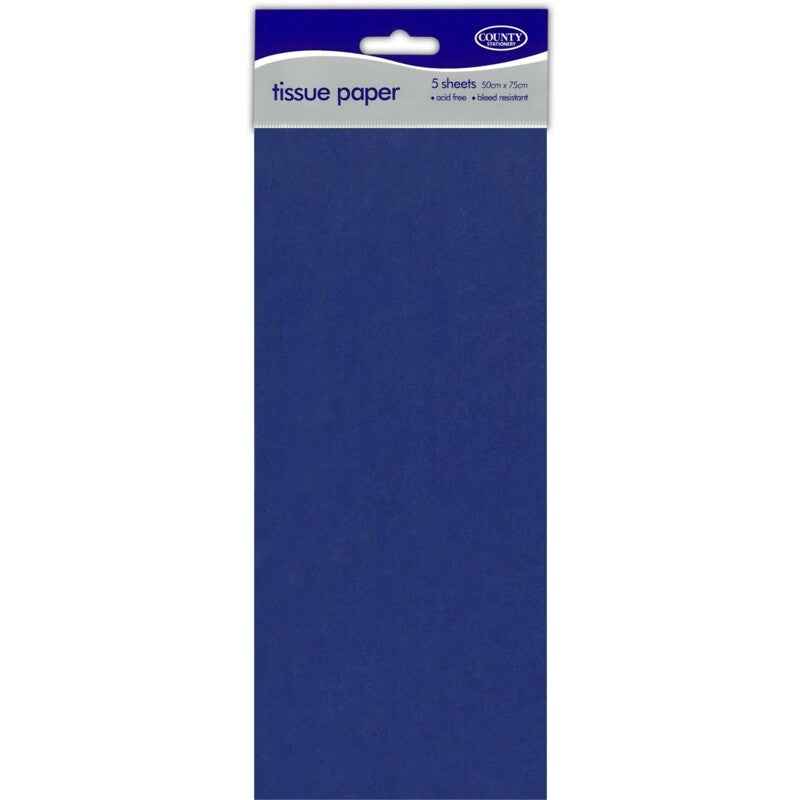 Large 5 Sheets Tissue Paper High Quality Acid Free 50cm x 75cm Craft Wrap Gift - Dark Blue