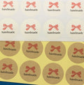 Round Paper Labels 'Handmade' Red Bow Ribbon Gift Craft Stickers Hand Made