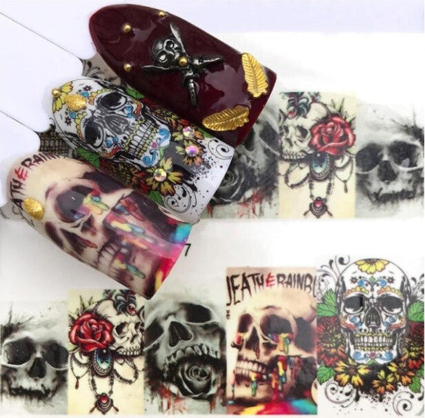 Nail Art Water Decals Stickers Transfers Halloween Blood Skull Vampire Pumpkin - 2