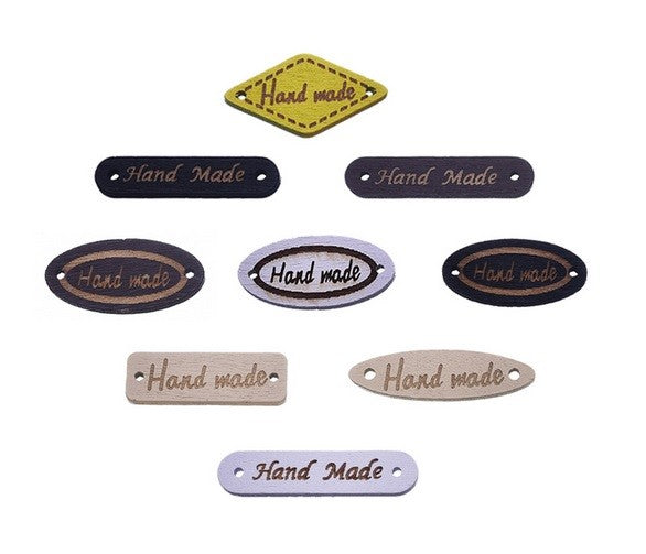 Handmade Wooden Tag Buttons Mixed Designs Craft Gift Tags Scrapbook 10/25/50/100