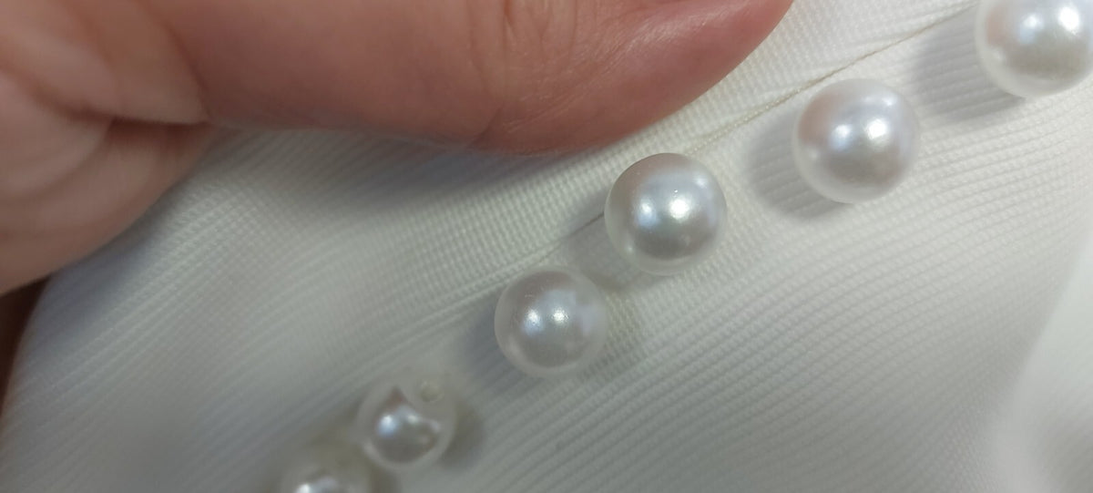 White or Ivory Pearl Bead Buttons Sideways Shank Buttons 6, 8, 10, 12, 14, 16mm
