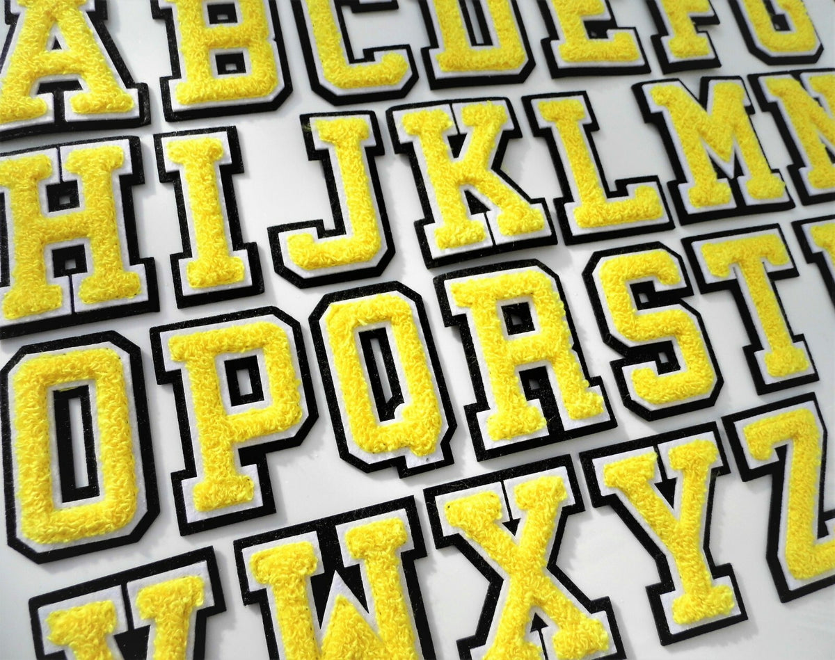 Large 3D Yellow Varsity Chenille Patch Letter Patches Iron Sew on Alphabet 7cm