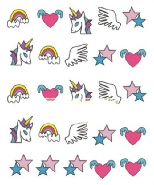 Nail Art Decals - Unicorn Cartoon Cute Water Transfers Kawaii Harajuku - Unicorns
