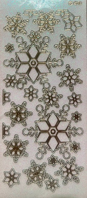 Christmas Peel Off Sticker Snowflake Star Santa Reindeer Snowman Craft Stickers - Transparent Glitter & Gold (203122)