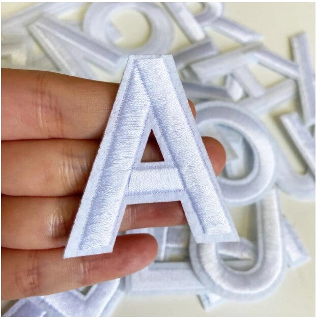 Letter Patch Iron on Sew on Alphabet Embroidered Patches Black White Red Pink