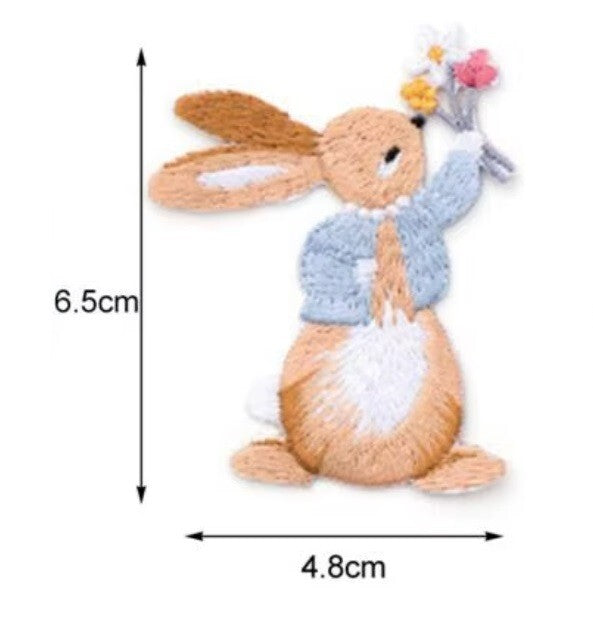 Rabbit Embroidery Patch Bunny Patches Iron on / Sew / Glue Embroidered Applique - 2