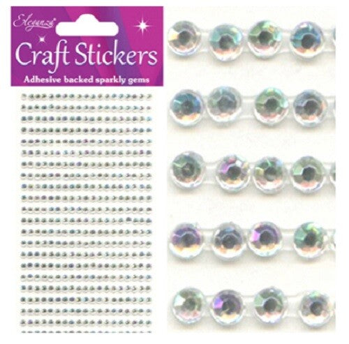 3D Stickers Craft Pearl Dots Sparkly Glitter Gem Craft Card Craft Self Adhesive - 3mm Iridescent AB (418 gems)
