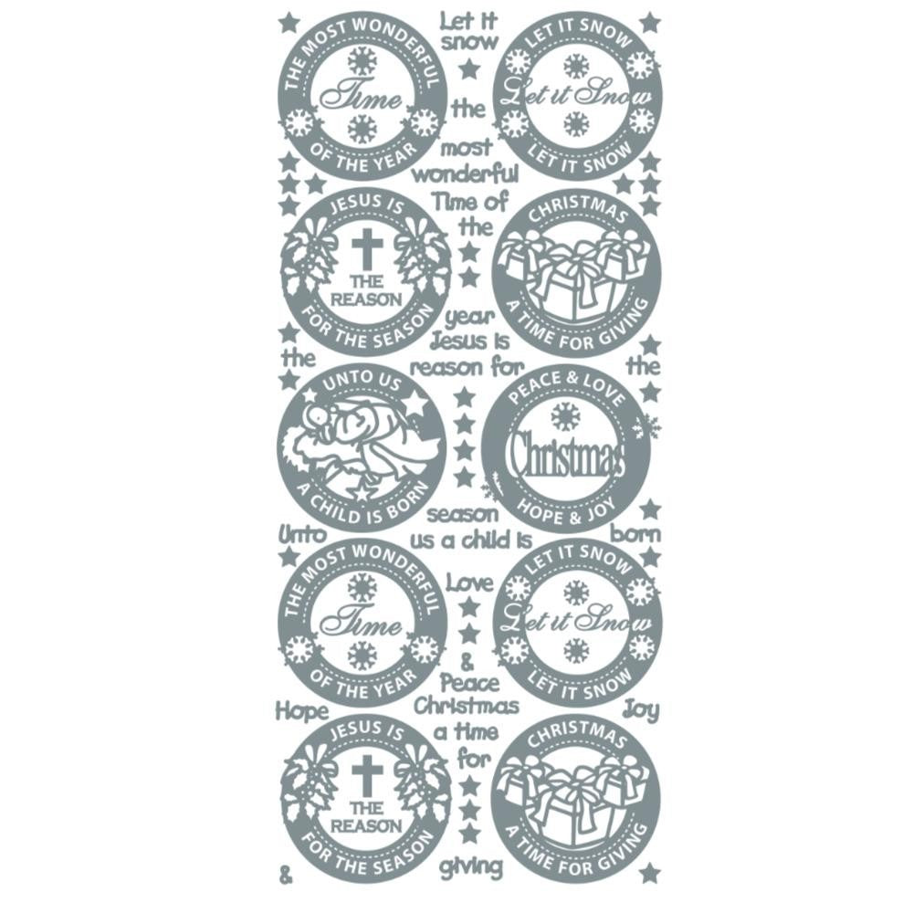 Merry Christmas Happy Christmas Peel Off Sticker Card Making Craft Stickers - Symbols/Phrases Silver (277501)