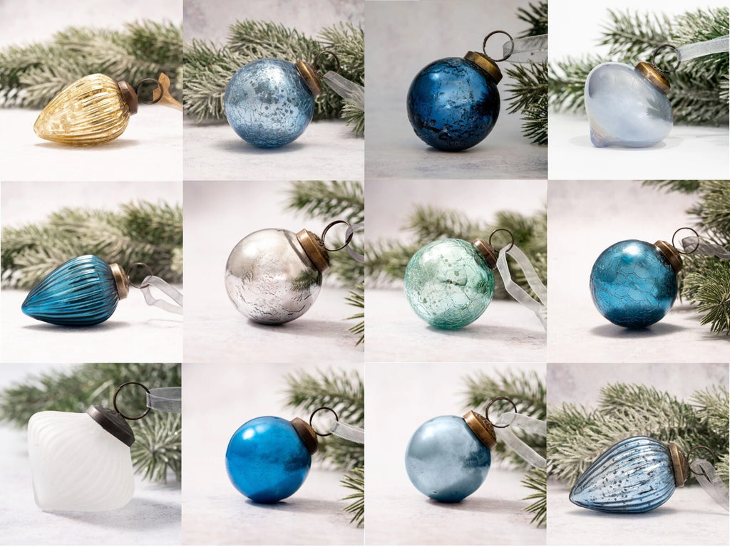Medium Glass Handcrafted Baubles Premium Traditional Christmas Tree Bauble 5-7cm
