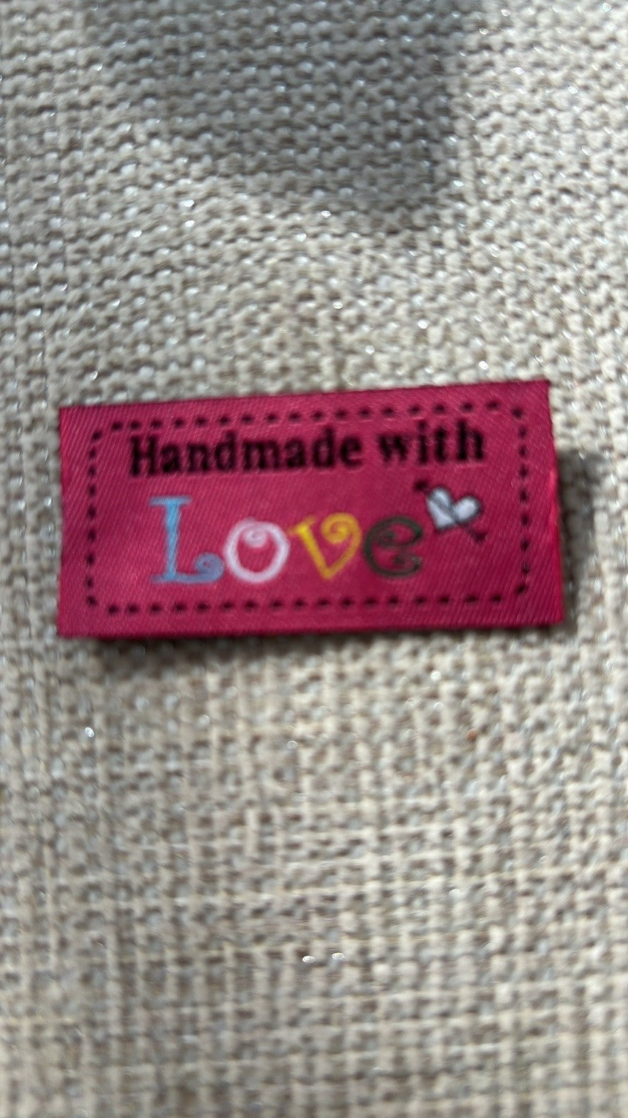 Fabric Labels 'Hand Made With Love' Sew On Garment Clothing Label Tags 50x25mm
