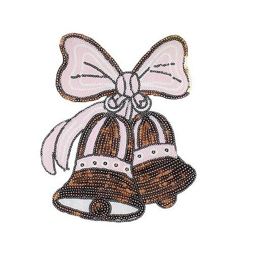 Christmas Sequin Patch Snowman Christmas Tree Jingle Bells Customise Sweater - SEW ON JINGLE BELLS: 24x19cm