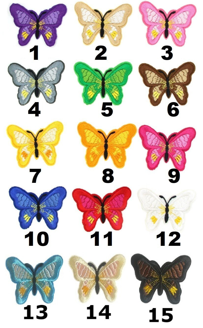 Butterfly Patch Embroidered Butterflies Iron on Sew on Patches Customise 51x67mm - 7. Yellow