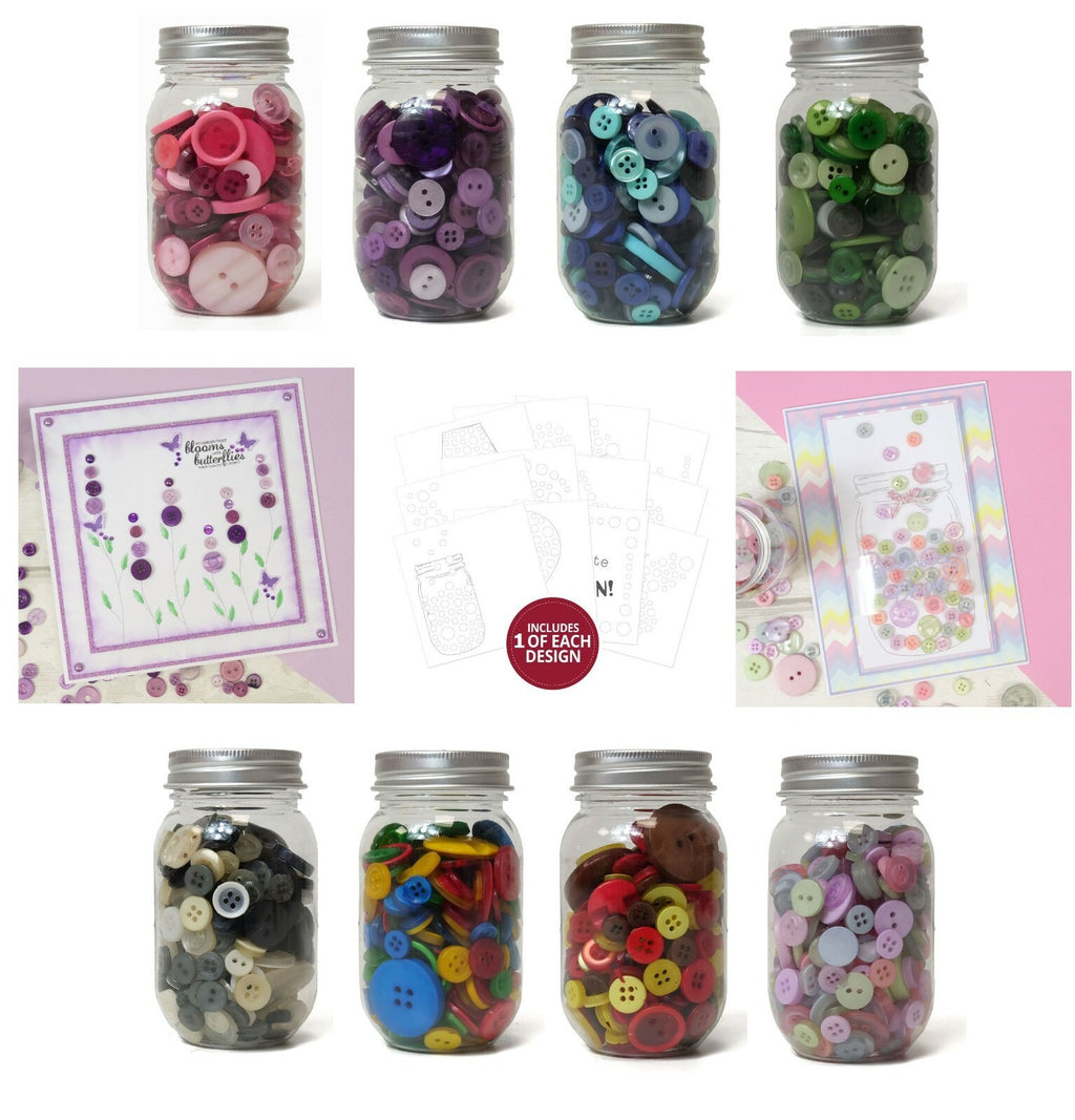 Jar of Buttons Assortment Button Button It! Craft Scrapbook Cardmaking Hunkydory