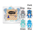 Pango Robot Erasers Rubbers Stationery School Collector Party Bag Fillers Kawaii - Blue