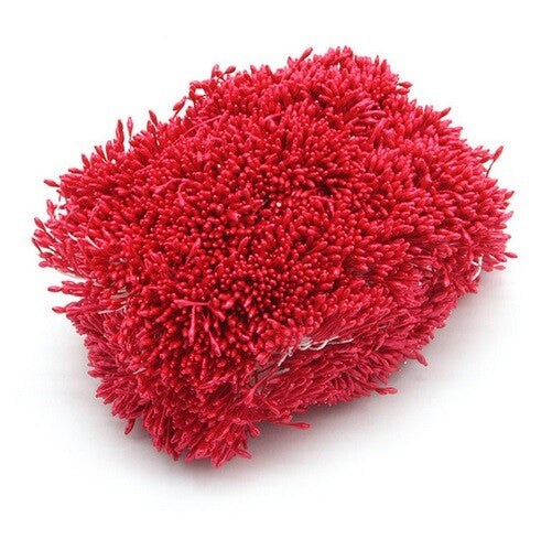 Artificial Flower Stamen Double Head Eco Friendly Floral Craft Wedding 1mm 250pc - 8. Red