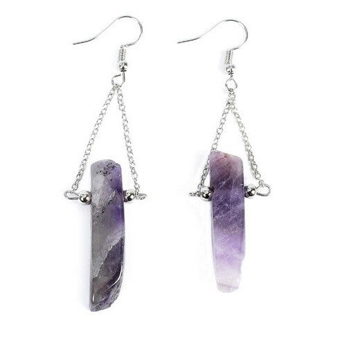 Quartz Crystal Druzy Drop Earrings Chakra Energy Spiritual Boho & Gift Bag - 9