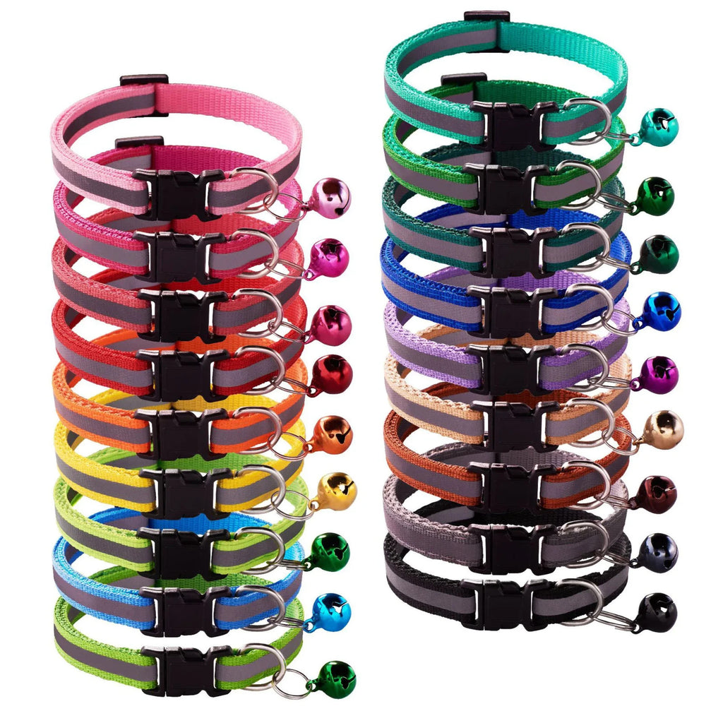 Reflective Safety Cat Collar Quick Release Breakaway Kitten Pet Adjustable Bell