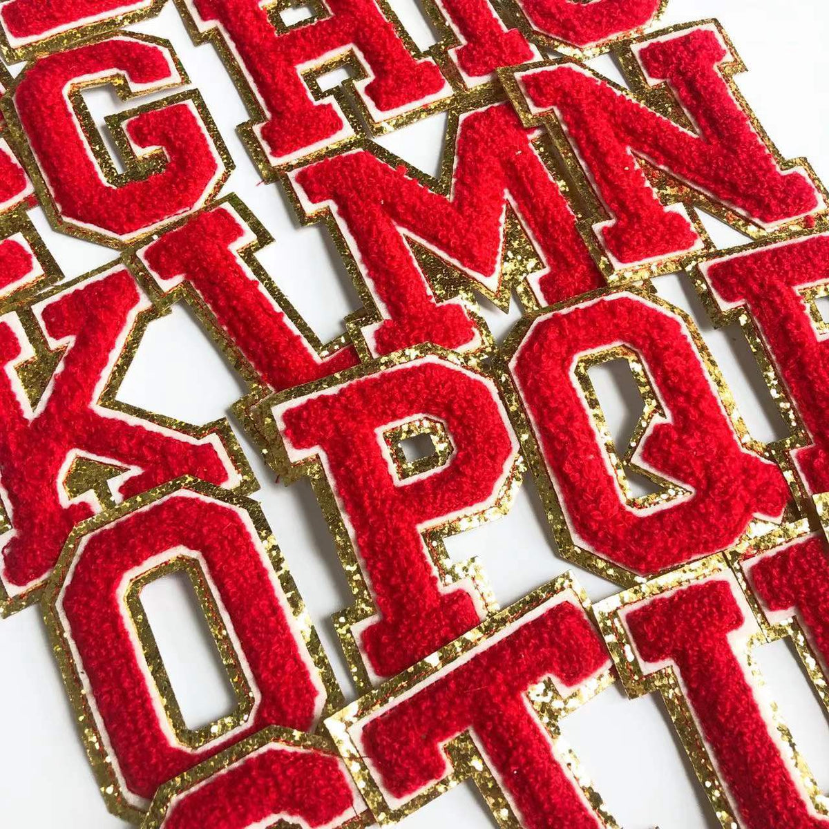 3D Coloured & Gold Chenille Patch Letter Patches Iron on Alphabet 8cm / 80mm