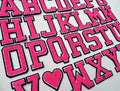 3D Pink Fuchsia Varsity Chenille Patch Letter Patches Iron Sew on Alphabet 5cm