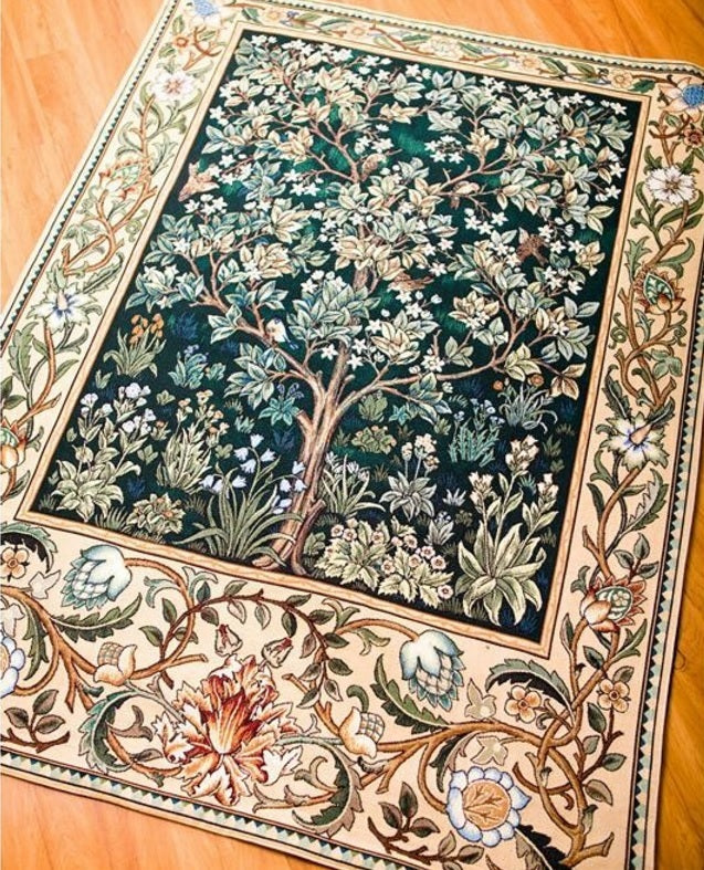 Tree of Life Loom Woven Tapestry William Morris 88 x 68 cm Dark Blue