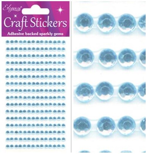 3D Stickers Craft Pearl Dots Sparkly Glitter Gem Craft Card Craft Self Adhesive - 4mm Blue (240 gems)