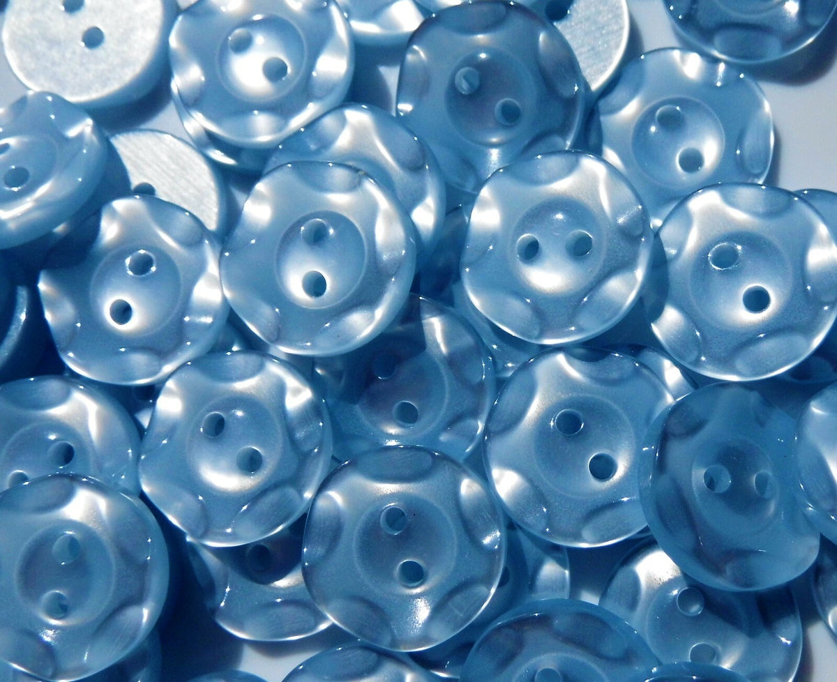 Fruit Gum Baby Buttons Dished Edge 11mm 14mm 16mm Dish Edged Button - Light Blue