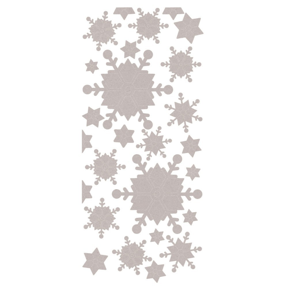 Christmas Peel Off Sticker Snowflake Star Santa Reindeer Snowman Craft Stickers - Snowflakes Glitter Silver (203191)