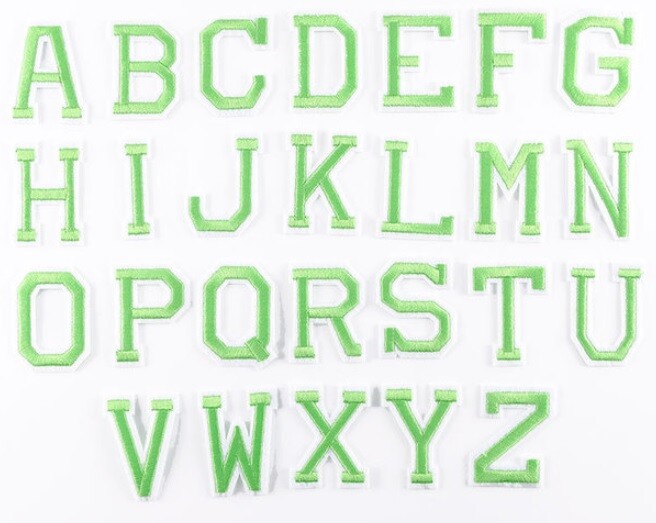 Lime Green Letter Patch Patches Iron or Sew on Alphabet Embroidery Customise