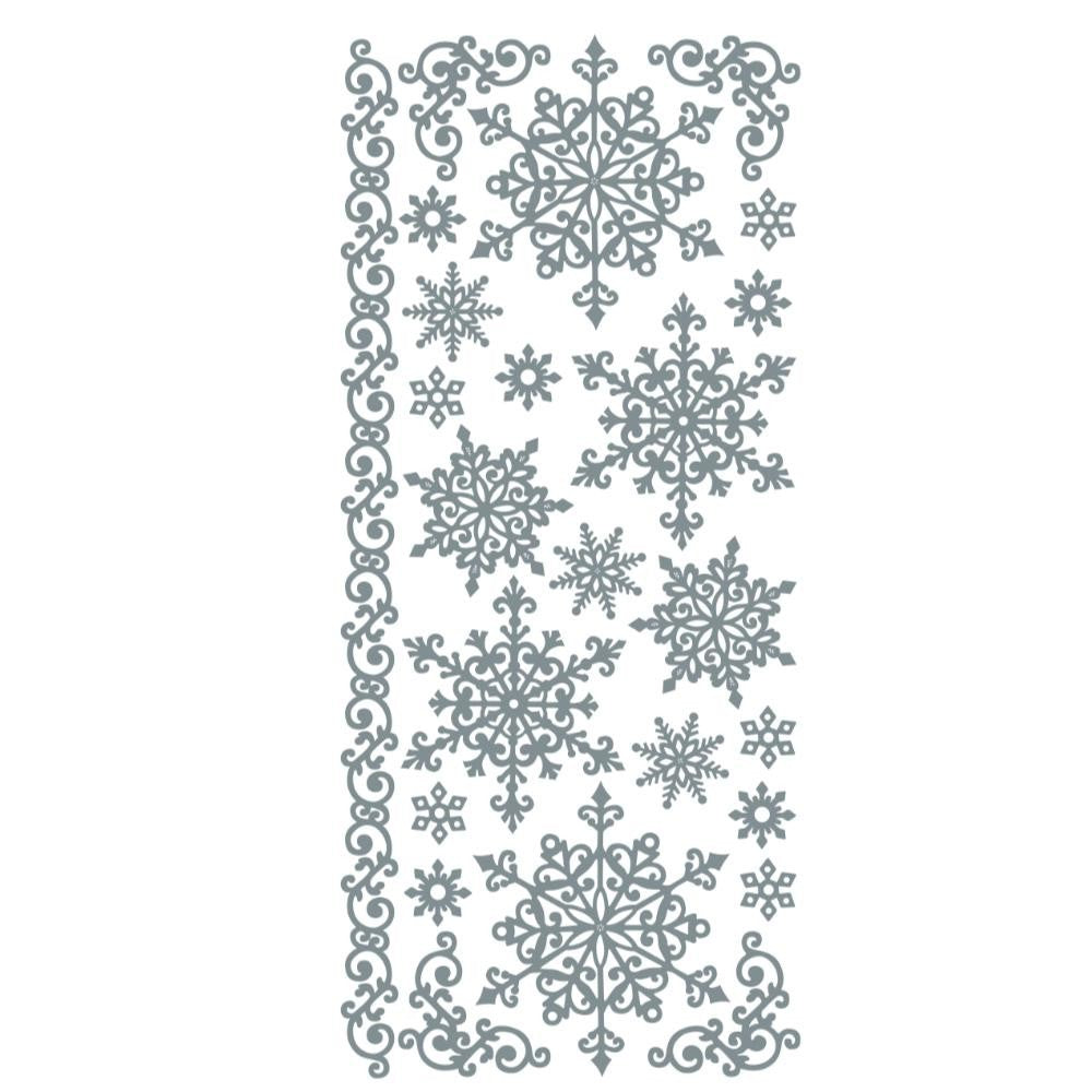 Christmas Peel Off Sticker Snowflake Star Santa Reindeer Snowman Craft Stickers - Snowflakes Silver (217701)