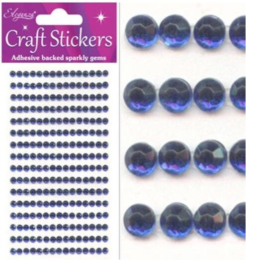 3D Stickers Craft Pearl Dots Sparkly Glitter Gem Craft Card Craft Self Adhesive - 4mm Sapphire Blue (240 gems)