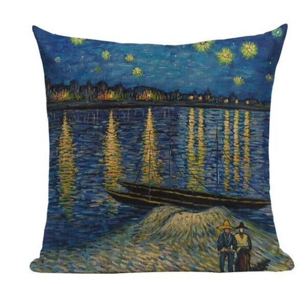 ARTIST VAN GOGH STARRY NIGHT BLOSSOM OIL PAINTING CUSHION COVERS 45x45cm - Rhone Design 3