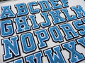 Large 3D Blue Varsity Chenille Patch Letter Patches Iron Sew on Alphabet 7cm