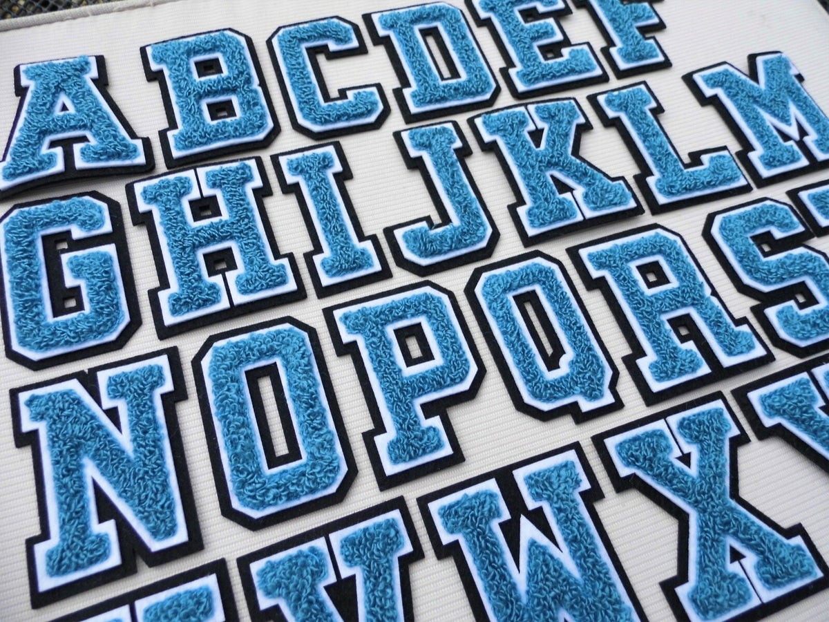 Large 3D Blue Varsity Chenille Patch Letter Patches Iron Sew on Alphabet 7cm