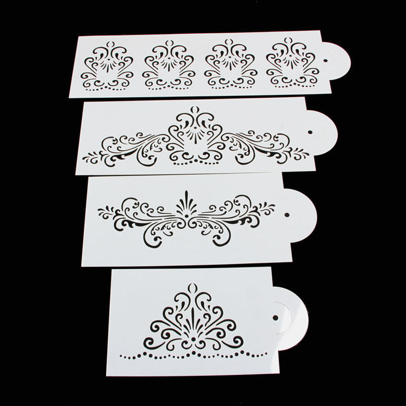 Cake Stencil Border Lace Regency Flower Victorian Damask Animal Print Safari - Regency 4 Piece Set
