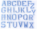 26 x Alphabet English Letters Set Embroidered Patches Iron On Full Set patch - Baby Blue